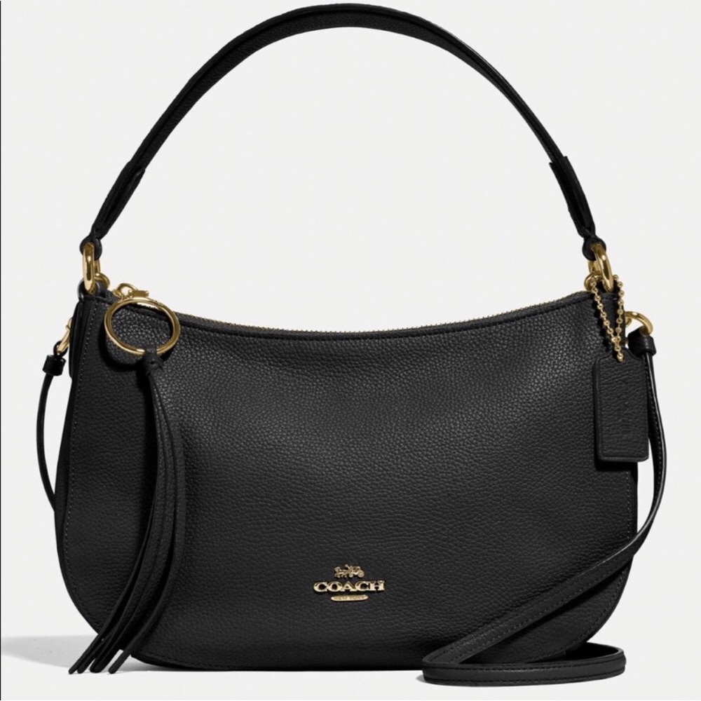 COACH PWE SUTTON Crossbody Purse in Black Pebbled Leather.  Brand New w/ Tags!